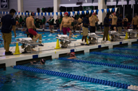 Getting ready to race the 500 yard freestyle at one of our championship meets